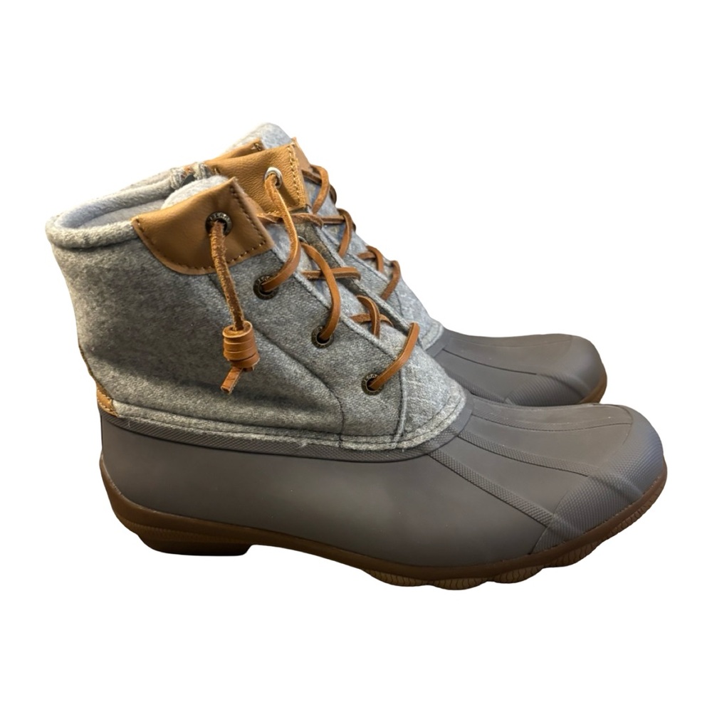 Sperry  Women’s Gray Waterproof outdoor Duck  Boots with Tan Accents Size 10